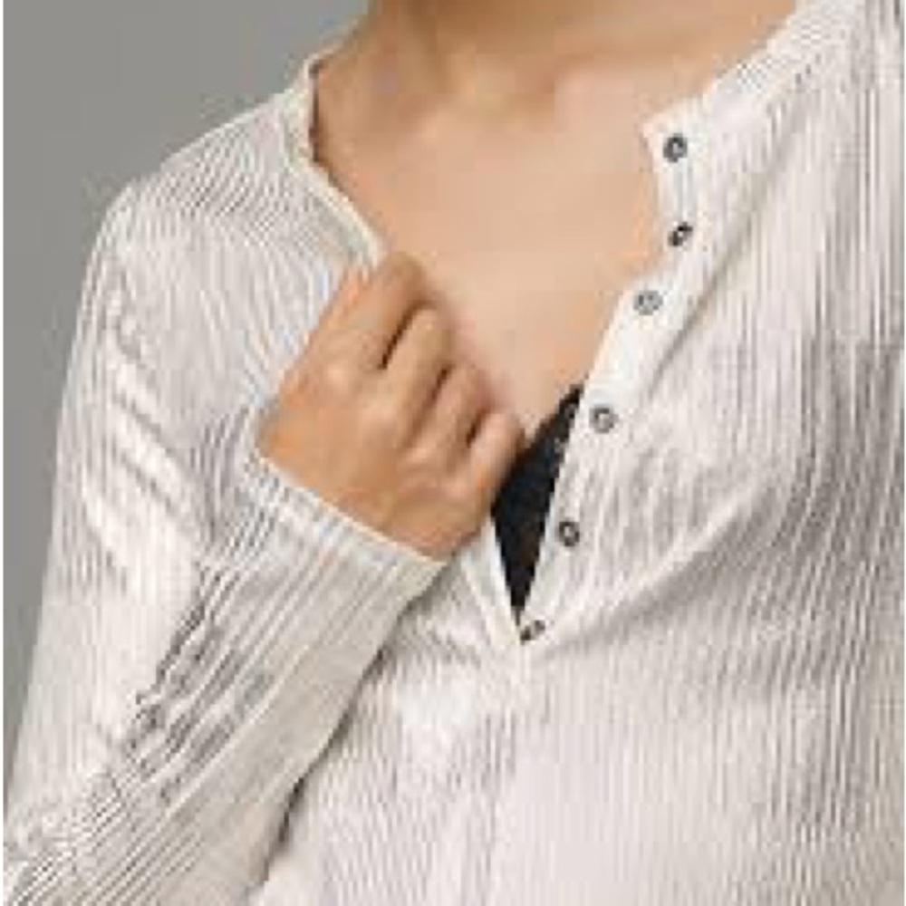 The Andie Ribbed Henley Top by Pilcro: Shimmer Edition.